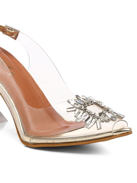 GNIST Square Embellished Gold Pointed Stilettos – Gnist Footwear