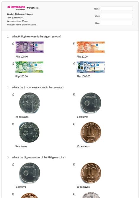 50+ Money Word Problems worksheets for Class 1 on Wayground | Free ...