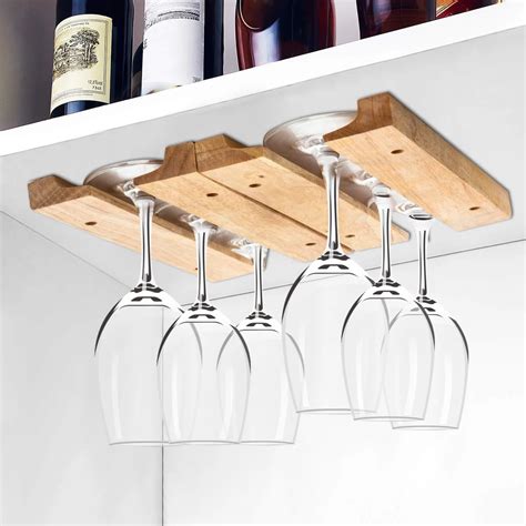 New-Wooden-Wine-Glass-Holder-Rack-11-Inch-Wooden-Hanging-Wine-Glass ...