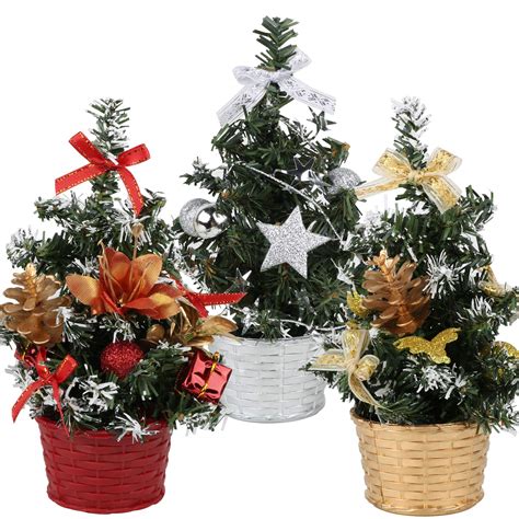 Pack Of 3 Small Mini Christmas Trees Artificial Christmas Trees ...