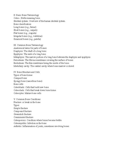 Med term bone outline - your welcome - II. Basic Bone Terminology Osteo ...