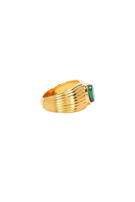 DEVE Wave Motion Signet Pinky Ring in Malachite & Gold Vermeil | FWRD