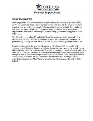 Fillable Online acutx Financial Empowerment Cash flow planning - acutx ...