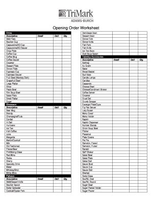 Fillable Online Opening Order Worksheet Fax Email Print - pdfFiller