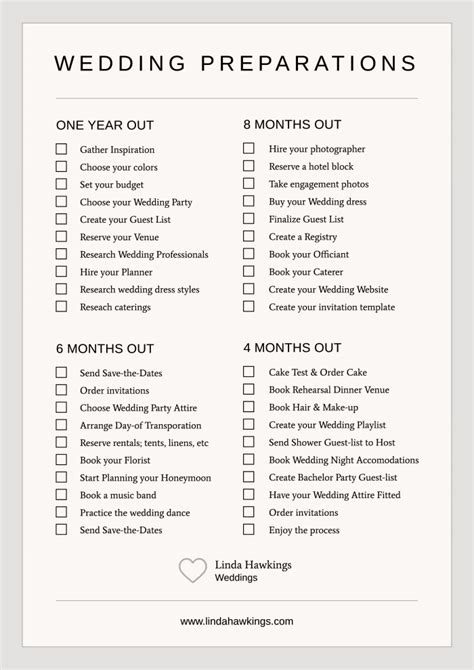 Image result for Downloadable Printable Wedding Checklist