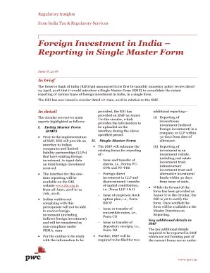 Fillable Online Foreign Investment in IndiaReporting in Single Master ...