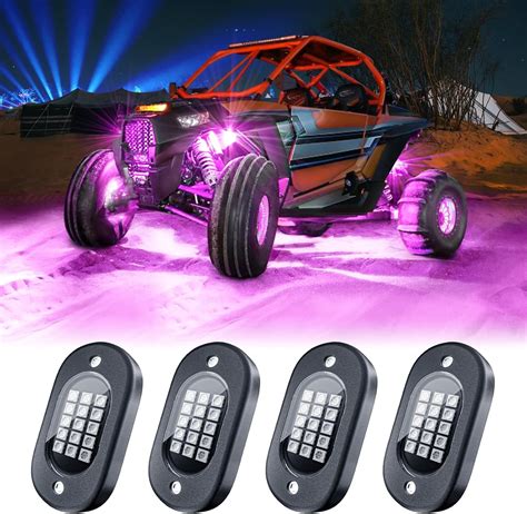 Honalia LED Rock Lights for UTV 4 Pods, RGB Rock Lights with APP ...