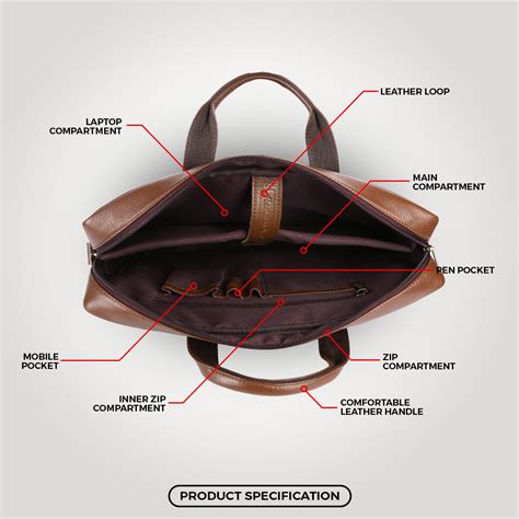 Laptop Bag for Men - Genuine Leather Office Bag with Multiple Compartm