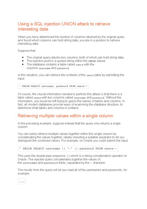 Image result for SQL Union Injection Examples