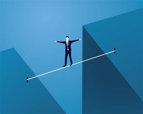 Businessman walking on rope. risk challenge in business concept ...