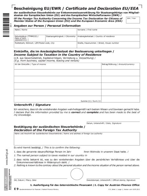 Ausfüllbar Online Bescheinigung Eu Ewr Form - Fill Out and Sign ...