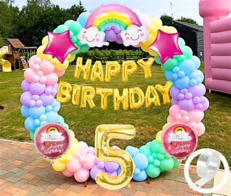 Flyloons Rainbow Theme 5th birthday decorations kit Girls Boys kids ...
