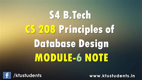 Module-6 Note CS208 Principles of Database Design | KTU Students ...