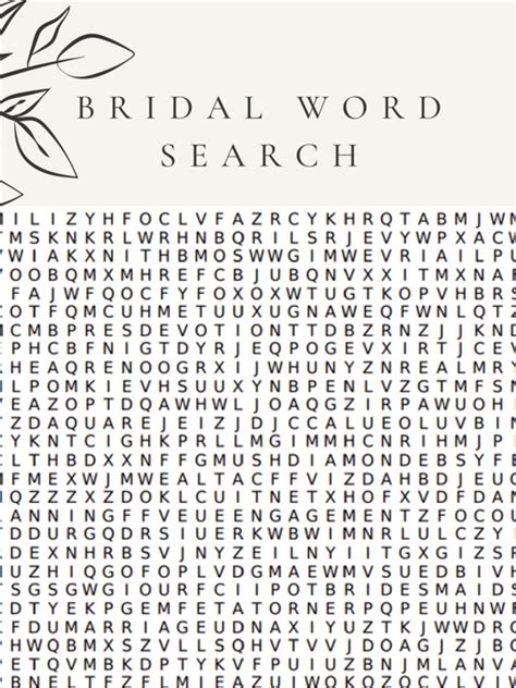 Bridal Word Search Game, Word Search Puzzle, Bridal Shower Games ...