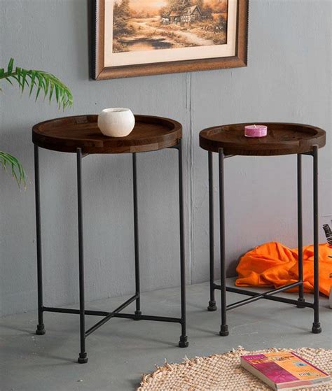 Wooden Log INDIANA Pedestal Stool Set - Buy Furniture Online – Saraf ...