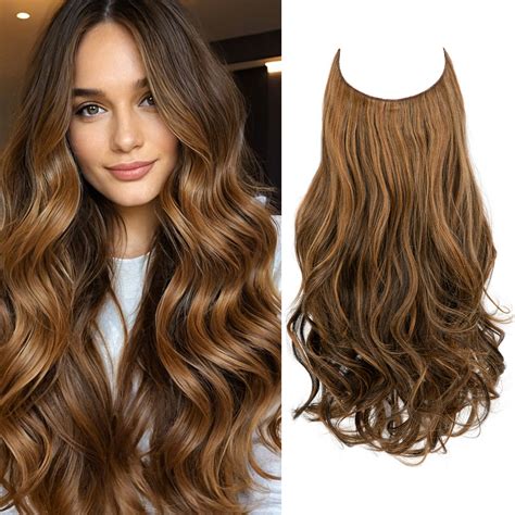 Chestnut 18 Inch Wavy Halo Hair Extensions | Thathair