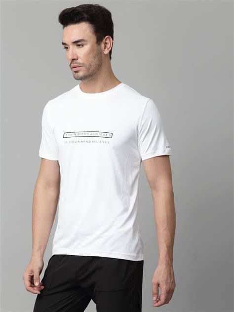 JUMP USA Mens White Typography Printed Cotton T-shirt