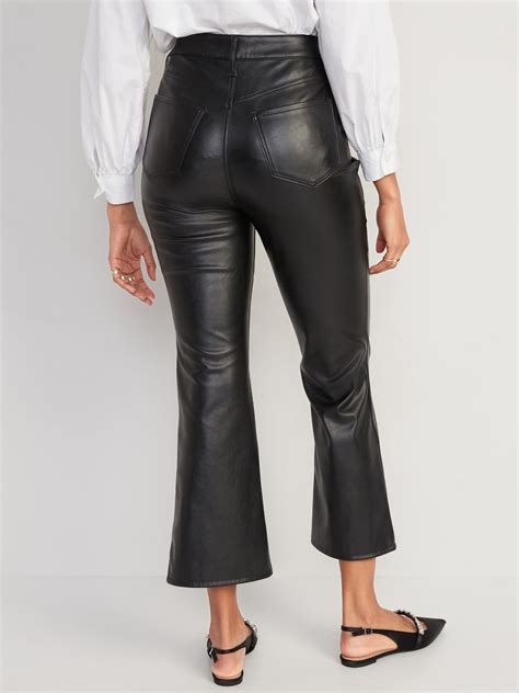 Higher High-Waisted Faux-Leather Cropped Flare Pants | Old Navy