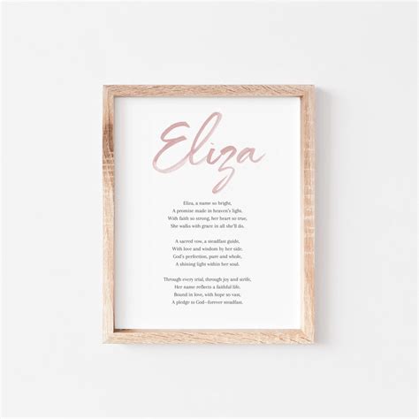 Eliza Baby Name Meaning Poem Baby Names Nursery Sign Girl Names ...