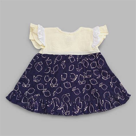 Organic Cotton Embroidered Girls Yellow & Blue Jabla/Wrap Dress - Lemo ...