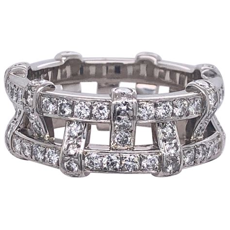 Vintage Tiffany and Co. Sapphire Diamond Platinum Eternity Ring at 1stDibs
