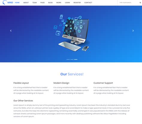 Dynamic and Interactive HTML Template - Mind | Design Collection
