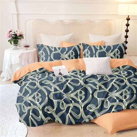 Buy BAJO'S Navy Blue Printed Bedsheet & 2 Pillow Covers (Queen) Online
