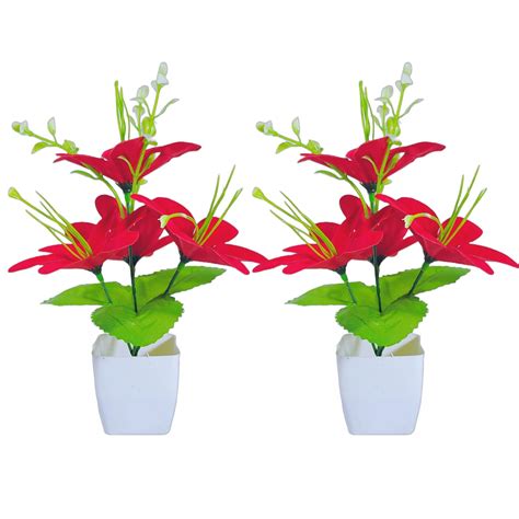 Buy AFQ Artificial Red Flowers for Home/Office/Table/Bathroom/Greenery ...