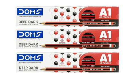 Doms A1 Deep Dark HB Graphite Pencil | Include Eraser & Sharpner | 30 ...