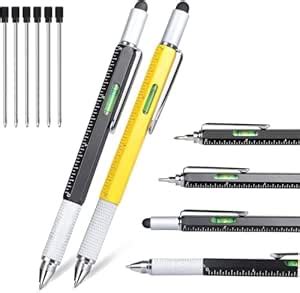 6 in 1 Multitool Pen, Azonee Pocket MultiTool with Stylus Ruler Level ...