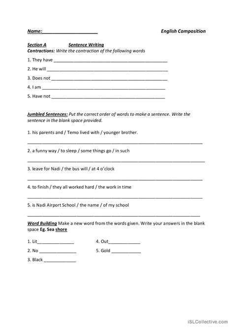 english composition exam: English ESL worksheets pdf & doc