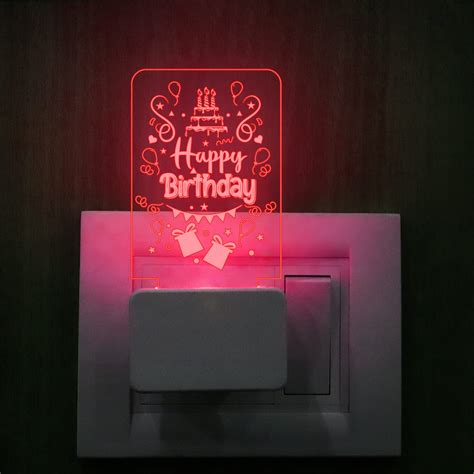 Buy StarLaser 3D Illusion Happy Birthday Plug Night lamp Party ...
