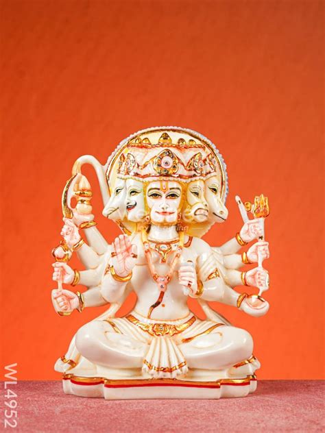 Marble Dust: Five Face Hanuman Idol - 10 inch - WL4952 – Wedtree