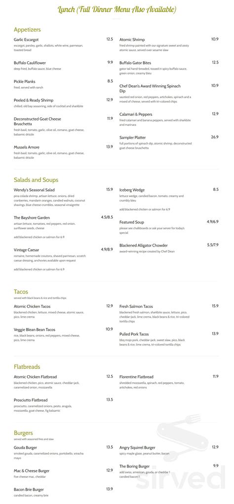 Mean Deans Local Kitchen menu in Bradenton, Florida, USA