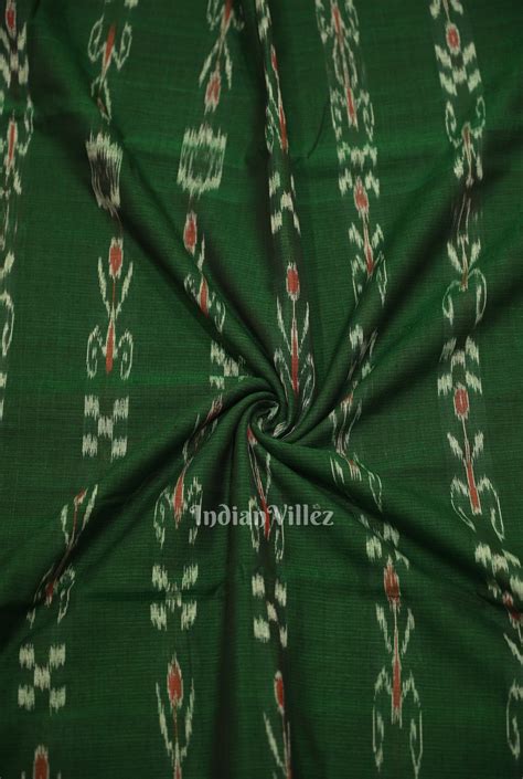 Green Mayur Chandrika Sambalpuri Ikat Cotton Fabric – IndianVillèz