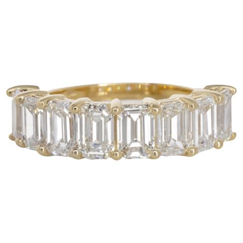 4 Carat White Gold Emerald Cut Diamond Full Circle Eternity Band Ring ...