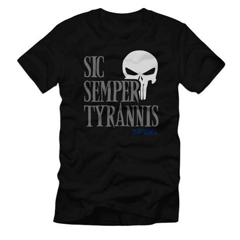Sic Semper Tyrannis Infidel Skull Army Sniper T Shirt. Short Sleeve 100 ...