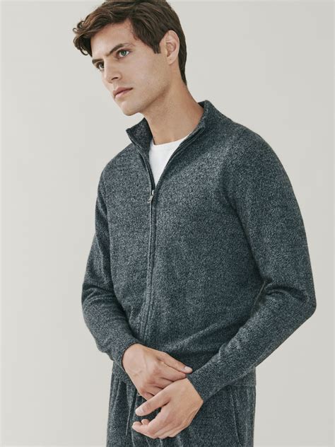 Carnaby - Mens Luxury Cashmere Zip Up Cardigan - Grey