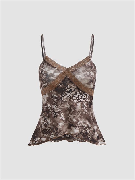 Lace Floral Tank Top For Party/Clubbing