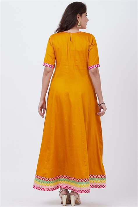 Mustard Multi Border Gotta Floor Length Kurti – anokherang