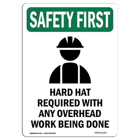 Signmission OSHA Sign, Hard Hat Required W/ Symbol, 24in X 18in Rigid ...