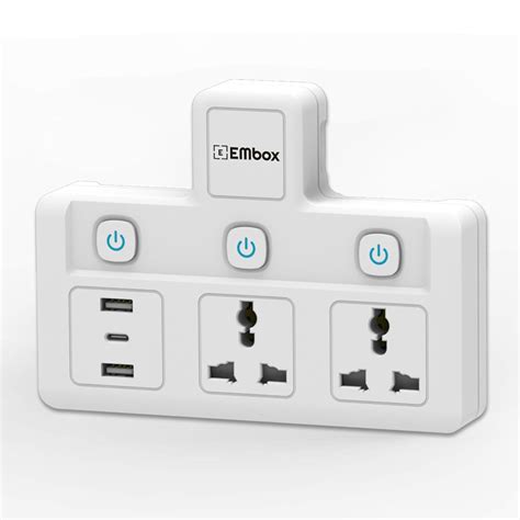 EMBOX Multi Plug Socket with Type C Port Individual Switch-Cordless ...