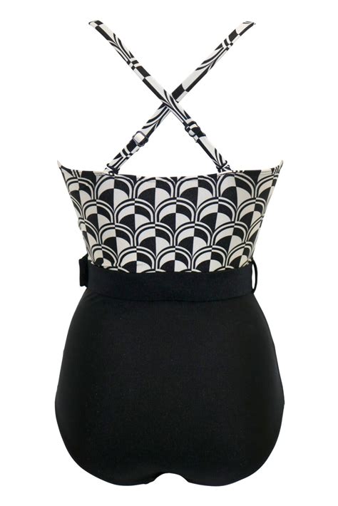 Casablanca Strapless Belted Tummy Control Swimsuit in Mono | Pour Moi