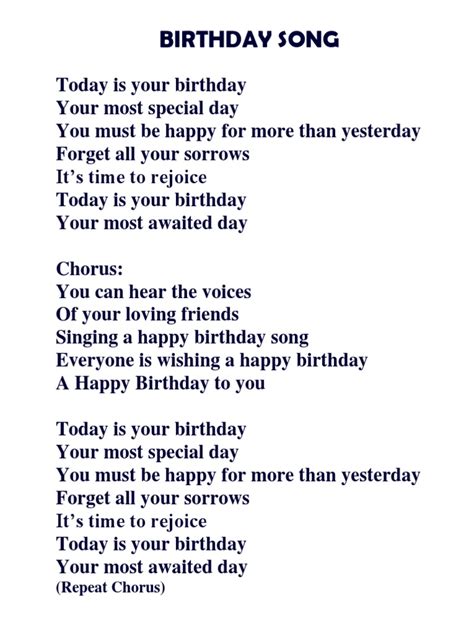 Happy Birthday To You Lyrics English The Cake Boutique - amtech.blog