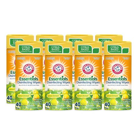 Buy Arm & Hammer Essentials Disinfecting Wipes, Lemon Orchard Scent, 40 ...