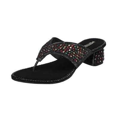 Metro Women Black Beaded Sandals,EU/41 UK/7 (35-4008) : Amazon.in: Fashion