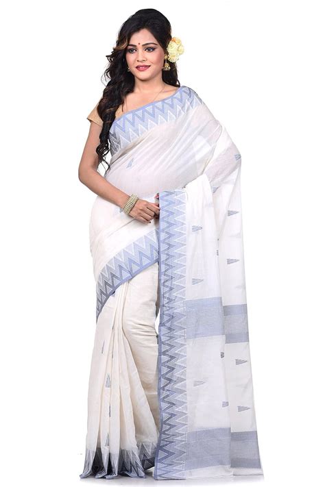 Buy BENGAL HANDLOOM Women's Pure Cotton Tangail Saree Without Blouse ...