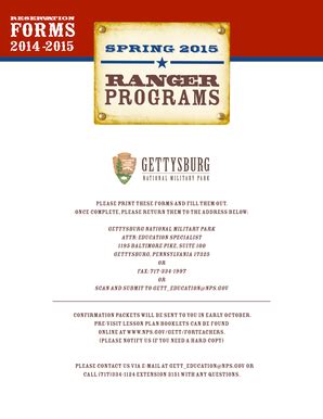 Fillable Online 2014-2015 - Visit The Gettysburg Battlefield Home Fax ...