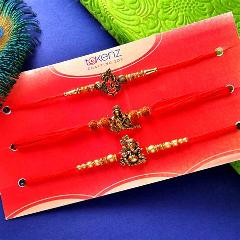 Ganesha Rakhis Set Of 3 With Mewa Batisha – TOKENZ
