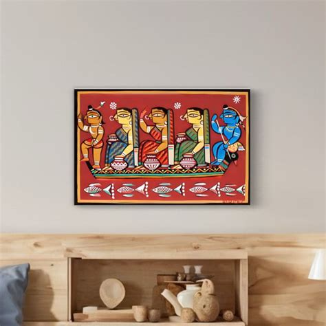 Buy Krishna, Gopika & Radha Krishna Boating by Jamini Roy Kalighat ...
